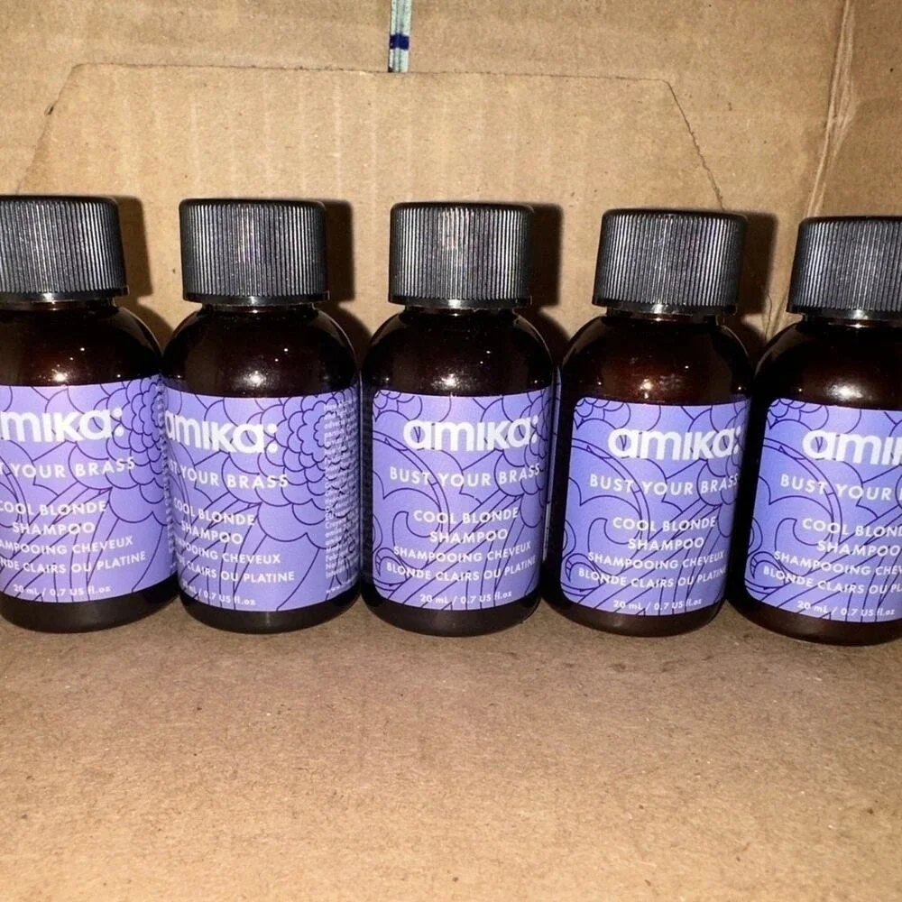 Amika Bust Your Brass Shampoo Lot of 5 Travel Size Purple Toning Bond Repair